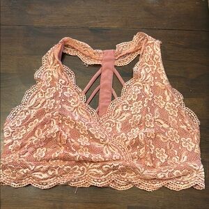 Daytrip Pink Lace Bralette with Floral Design
